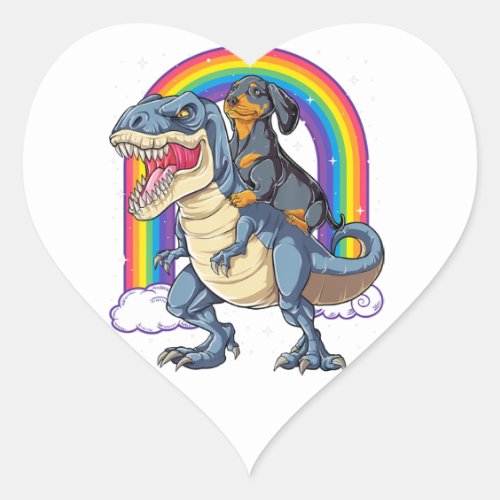 Dachshund Riding Dinosaur T Rex Gifts Boys Kids Me Heart Sticker