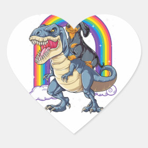 Dachshund Riding Dinosaur T Rex Gifts Boys Kids Me Heart Sticker