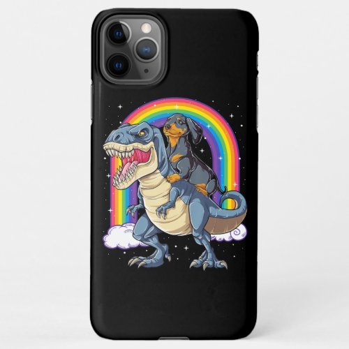 Dachshund Riding Dinosaur T Rex Gifts Boys Kids Me iPhone 11Pro Max Case