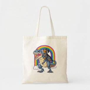 Dachshund Riding Dinosaur T rex Shirt for Men Tote Bag