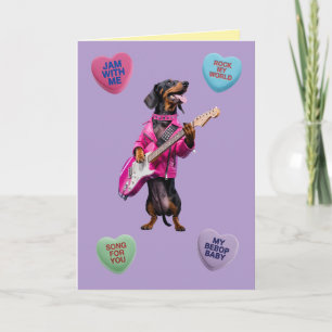 Dachshund Rocker Valentine Card