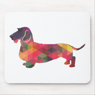 Dachshund Rough Coated Geo Silhouette Multi Mouse Pad