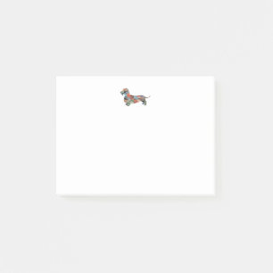 Dachshund Rough Coated Geo Silhouette Plaid Post-it Notes