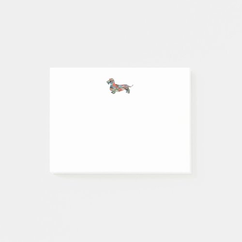 Dachshund Rough Coated Geo Silhouette Plaid Post_it Notes