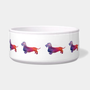 Dachshund Rough Coated Geo Silhouette Purple Bowl