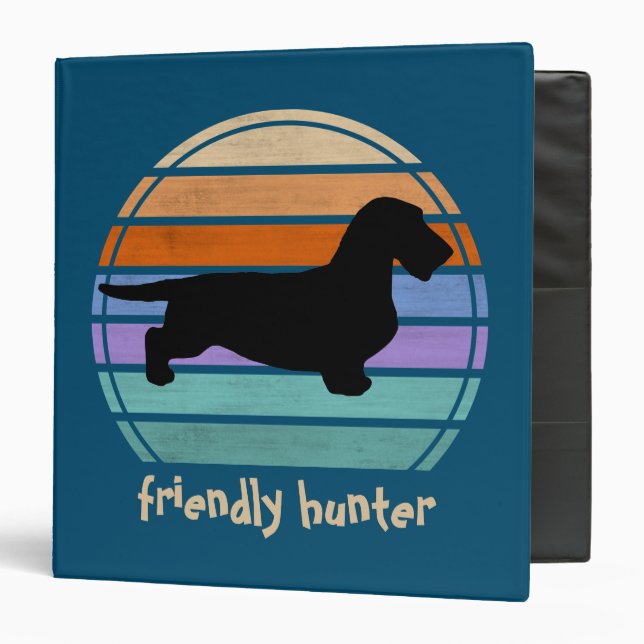 Dachshund Rough Hair - Silhouette 1 3 Ring Binder (Front/Inside)
