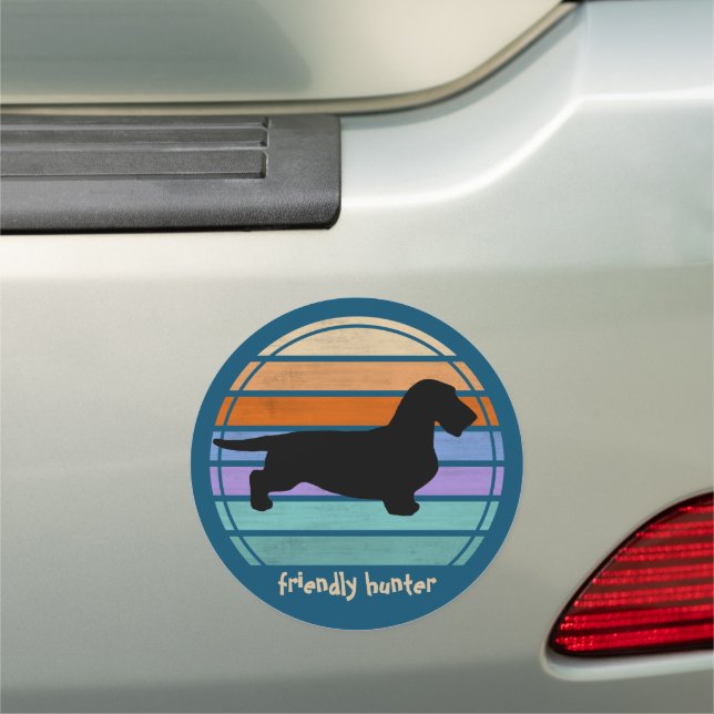Dachshund Rough Hair - Silhouette 1 Car Magnet (In Situ)