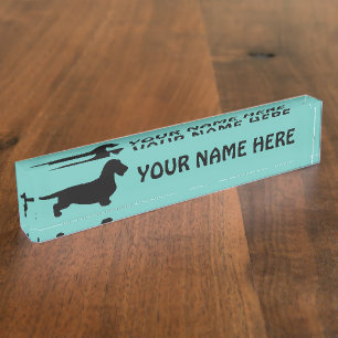 Dachshund Rough Hair - Silhouette 1 Desk Name Plate
