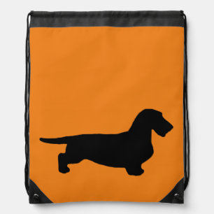 Dachshund Rough Hair - Silhouette 1 Drawstring Bag