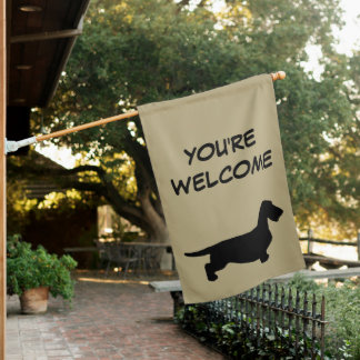 Dachshund Rough Hair - Silhouette 1 House Flag