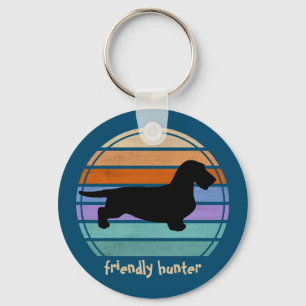 Dachshund Rough Hair - Silhouette 1 Keychain