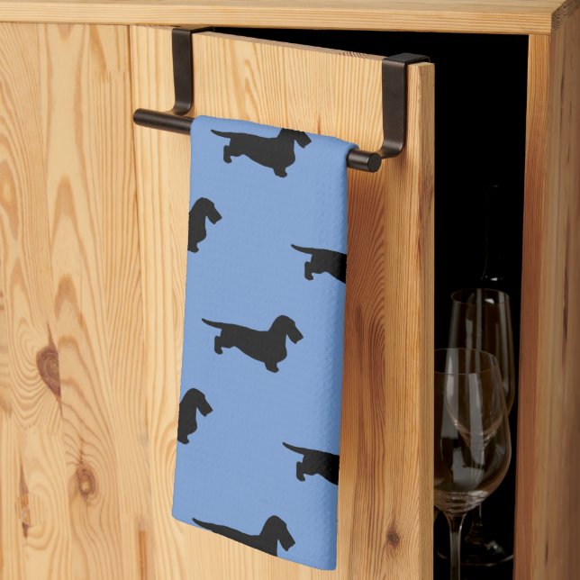 Dachshund Rough Hair - Silhouette 1 Kitchen Towel (Thirds Fold)