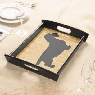 Dachshund Rough Hair - Silhouette 1 Serving Tray