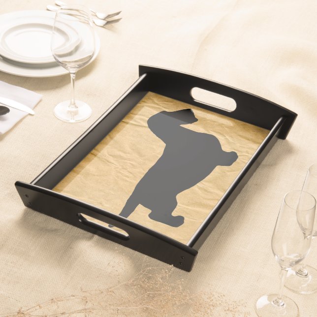 Dachshund Rough Hair - Silhouette 1 Serving Tray (Front)