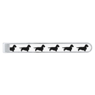 Dachshund Rough Hair - Silhouette 1 Silver Finish Tie Bar
