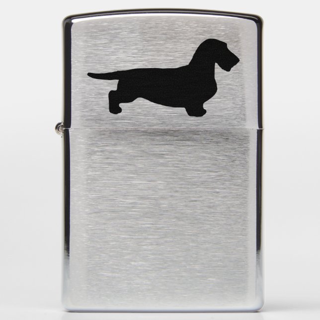 Dachshund Rough Hair - Silhouette 1 Zippo Lighter (Front)