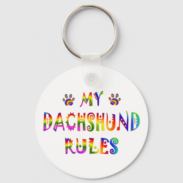 Dachshund Rules Fun Keychain (Front)