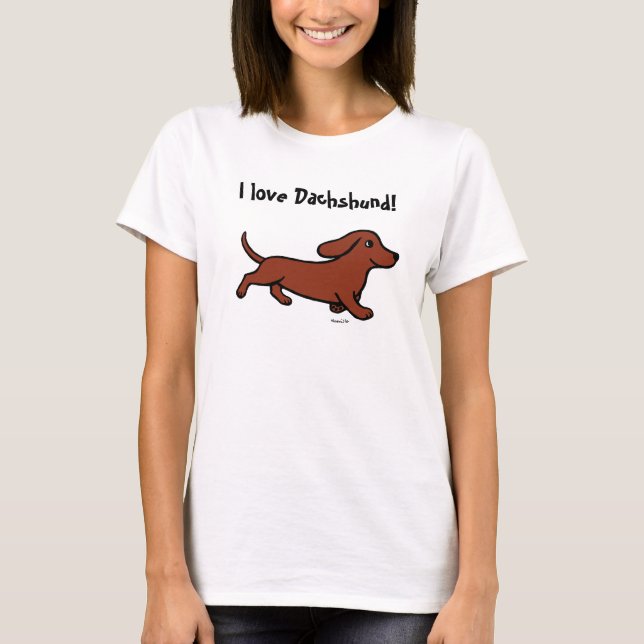 Dachshund Running Cartoon T-Shirt (Front)