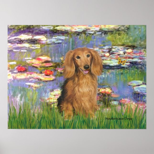 Dachshund (sable long haired) - Lilies 2 Poster (Front)