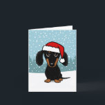 Dachshund Santa Black and Tan Wiener Dog Christmas Holiday Card<br><div class="desc">This adorable Christmas card is perfect for black and tan dachshund lovers! The hand-drawn image of the festive and lovable wiener dog wearing a Santa hat captures the playful spirit of the holidays. Customize the inside with your own thoughtful sentiments to help spread joy to everyone on your list this...</div>