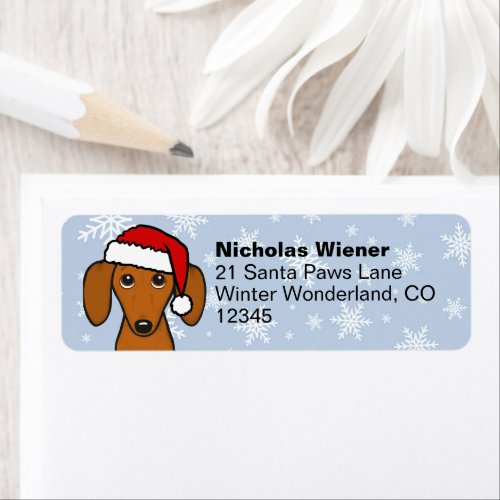 Dachshund Santa Cute Christmas Dog Return Address Label