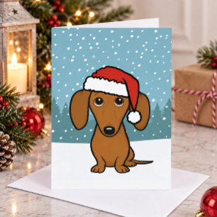 Dachshund Santa Cute Wiener Dog Christmas Holiday Card