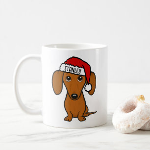 Dachshund Santa Cute Wiener Dog Custom Name Coffee Mug