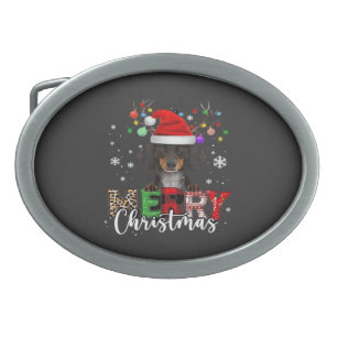 Dachshund Santa Dog Merry Christmas Oversized T-Sh Belt Buckle