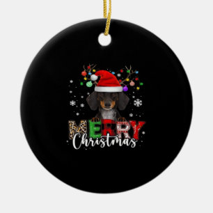 Dachshund Santa Dog Merry Christmas Oversized T-Sh Ceramic Ornament