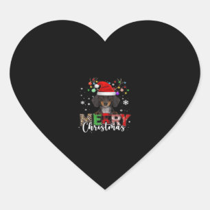 Dachshund Santa Dog Merry Christmas Oversized T-Sh Heart Sticker
