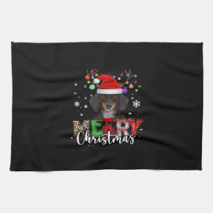 Dachshund Santa Dog Merry Christmas Oversized T-Sh Kitchen Towel