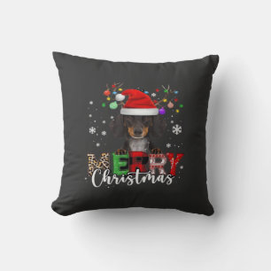 Dachshund Santa Dog Merry Christmas Oversized T-Sh Throw Pillow