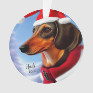 Dachshund, Santa Dog, Personalize,Christmas Ornament