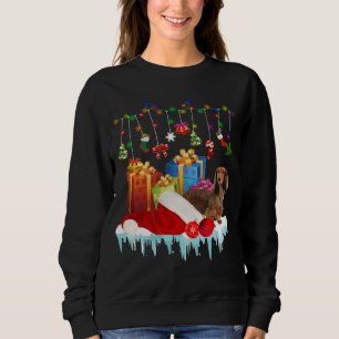 Dachshund Santa Hat Christmas Lights  Box Sweatshirt