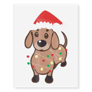 Dachshund Santa Hat Christmas Lights T Dog Lovers Temporary Tattoos