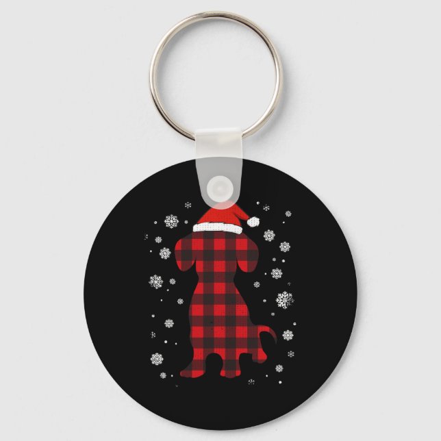 Dachshund Santa Hat Dog Lover Christmas  Keychain (Front)