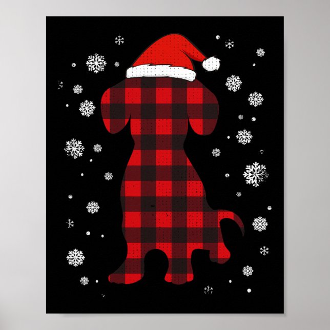 Dachshund Santa Hat Dog Lover Christmas  Poster (Front)