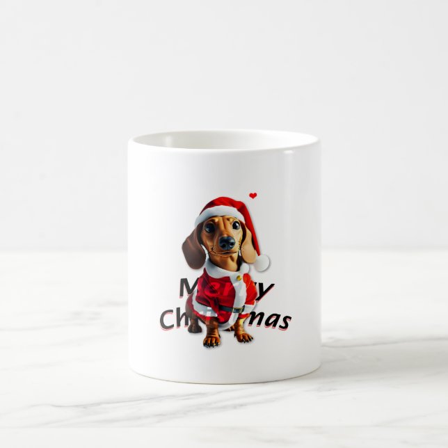 dachshund Santa hat Santa clothes Santa cosplay do Coffee Mug (Center)