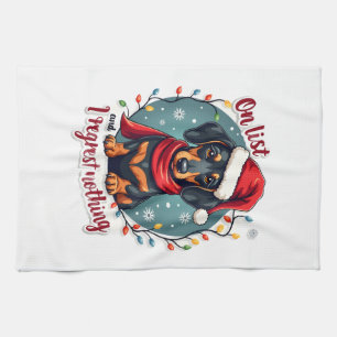 Dachshund Santa On The Naughty List Dachshund Chri Kitchen Towel