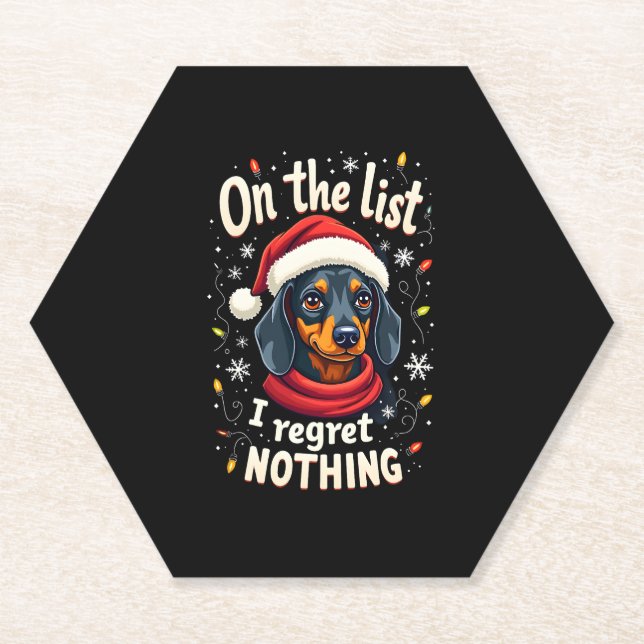 Dachshund Santa On The Naughty List Dachshund Chri Paper Coaster (Front)