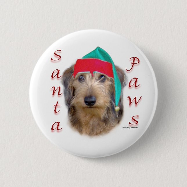 Dachshund Santa Paws Pinback Button (Front)