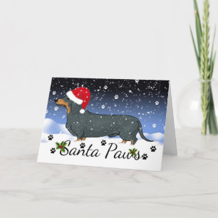 Dachshund Santa paws Winter Holiday Card
