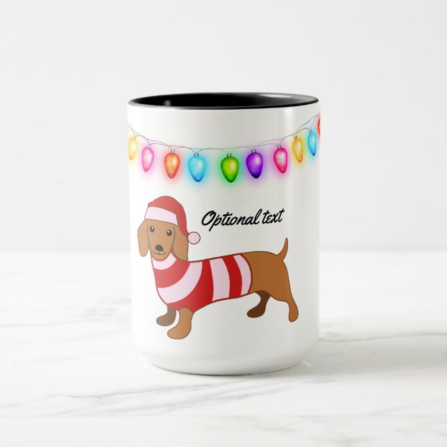 Dachshund Santa Personalized Mug (Center)