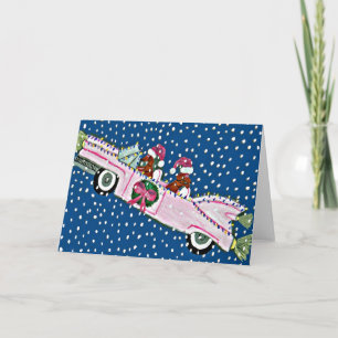 Dachshund Santas Christmas Cadillac Card