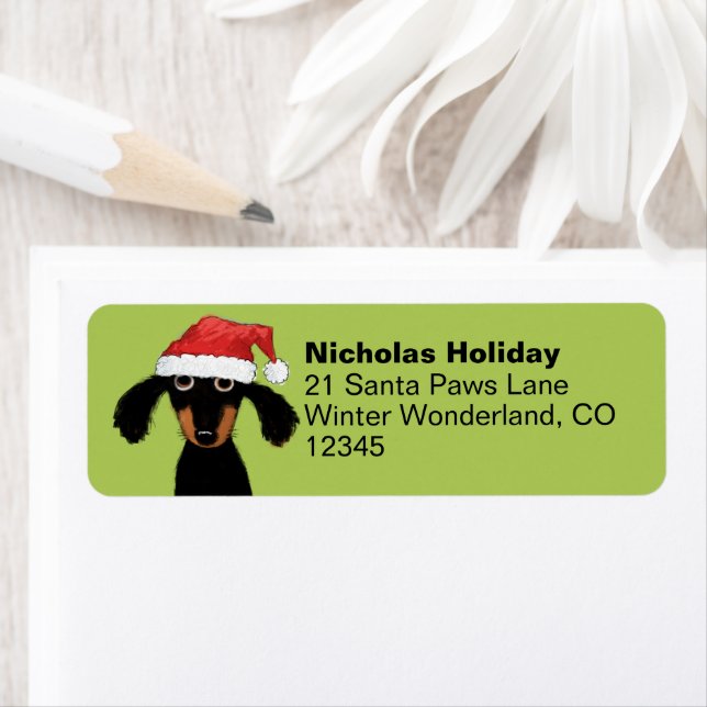 Dachshund Santas Cute Christmas Wiener Dog Address Label (Insitu)