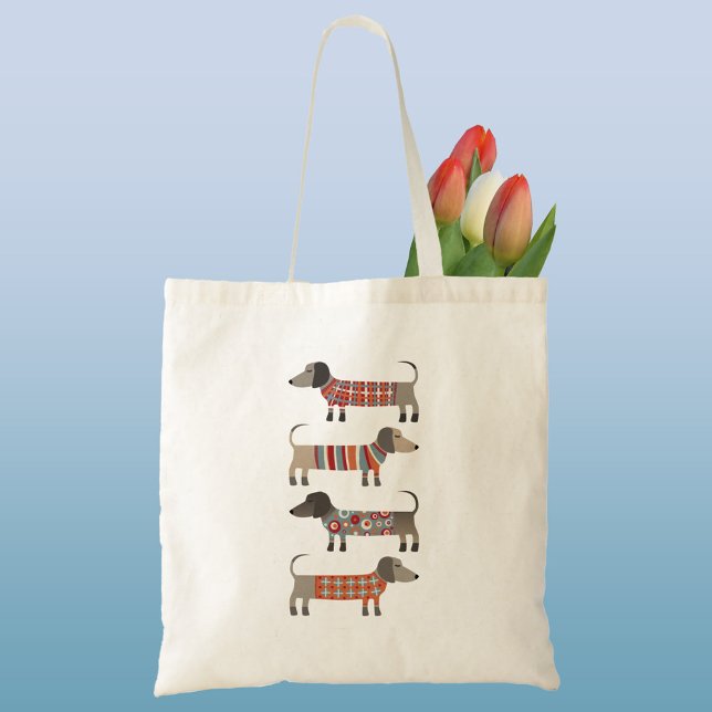 Dachshund Sausage Dog Art Tote Bag (Dachshund Wiener Sausage Dog tote bag)