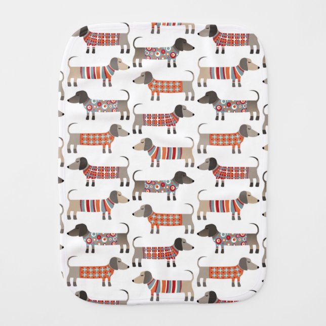 Dachshund Sausage Dog Baby Burp Cloth (Front)