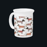 Dachshund Sausage Dog Beverage Pitcher<br><div class="desc">Cute little Dachshund sausage or wiener dogs in woolly knitwear. Perfect for dog lovers and dog walkers.</div>