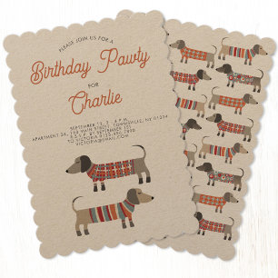 Dachshund Sausage Dog Birthday Pawty Invitation