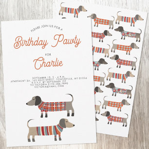 Dachshund Sausage Dog Birthday Pawty Invitation